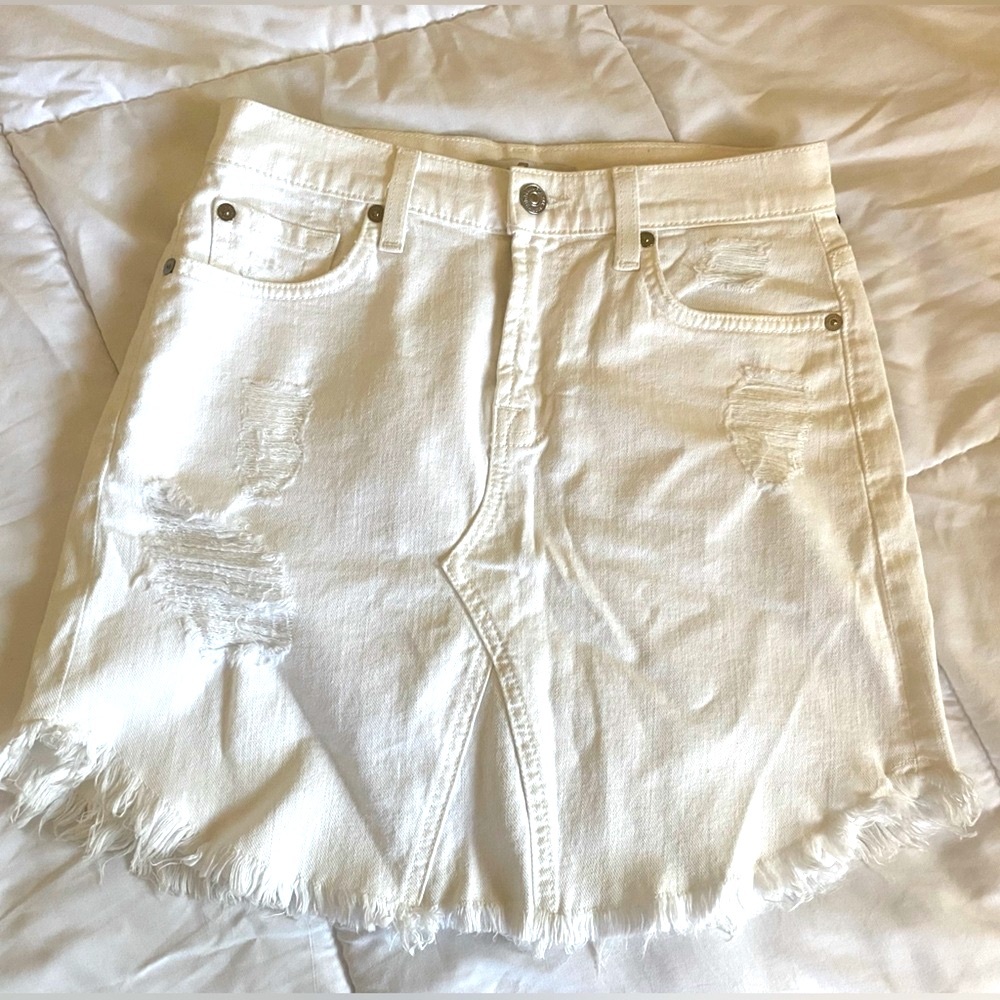 7 for all mankind white denim skirt